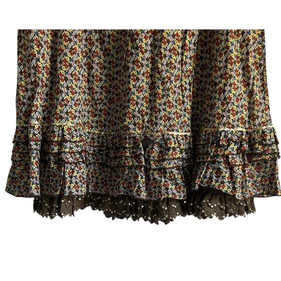 Kenzie Women’s Size 8 100% Cotton Ditzy Floral Print Sequin Ruffled Double Hem - Picture 3 of 7